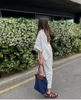 Túi tote Long Champ màu xanh navy quai nâu 2 size