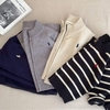 Áo khoác cardigan len cổ tròn kéo khóa polo 4 màu