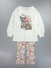Bộ nỉ da cá dài tay Zara Girl quần thun tăm ống loe 3 mẫu hồng, trắng, cam