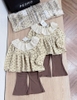Bộ áo babydoll tăm hoa nhí vàng và quần nâu loe