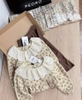 Bộ áo babydoll tăm hoa nhí vàng và quần nâu loe