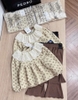 Bộ áo babydoll tăm hoa nhí vàng và quần nâu loe