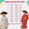 Áo dài bé trai linen thêu hình Ngựa gỗ xanh lá