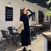 Váy len basic đen dài tay dáng suông