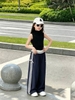 Quần dài bé gái ren nơ mỏng nhẹ 2 màu xanh dương, navy