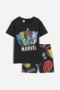 Bộ cotton cộc tay H&M nhiều mẫu Marvel đen, Mickey, Khủng long...bé trai hè 2025