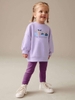 Bộ nỉ Little Maven màu tím quần legging tăm cho bé gái