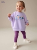 Bộ nỉ Little Maven màu tím quần legging tăm cho bé gái