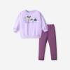 Bộ nỉ Little Maven màu tím quần legging tăm cho bé gái