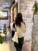 Áo len cardigan Thom Browne raglan 2 màu xám và trắng cho nữ