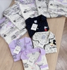 Set 2 bộ pyjamas dài tay Mickey đen kẻ, Kuromi tím trắng