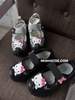 Giày thoáng khí quai dán Hello Kitty đen và ghi
