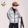 Áo phao ánh kim có mũ hãng Snoopy 3 màu trắng, bạc, đen
