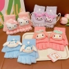Găng tay len xù 2in1 mẫu Kuromi, Cinnamoroll, Melody, Hello Kitty