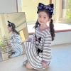 Váy nỉ dài tay kẻ ngang Kuromi màu tím
