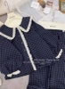 Bộ pyjamas caro phối ren 2 màu nâu, xanh than cho nữ