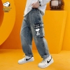 Quần jean Snoopy túi hộp bo chun dáng baggy