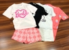 Bộ cotton H&M cộc tay size đại Mẹ&Bé 5 mẫu Mickey đen, bắp rang bơ, Snoopy ghi, Barbie hồng