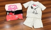 Bộ cotton H&M cộc tay size đại Mẹ&Bé 5 mẫu Mickey đen, bắp rang bơ, Snoopy ghi, Barbie hồng
