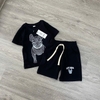 Bộ cotton Life Work cộc tay 2 màu đen, trắng họa tiết chú chó