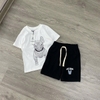 Bộ cotton Life Work cộc tay 2 màu đen, trắng họa tiết chú chó