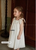 Váy cổ yếm nơ trắng đính hạt Lennco bé gái
