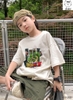 Bộ cotton Dragon Ball Elaine cộc tay áo trắng quần short xanh rêu