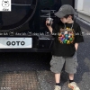 Bộ cotton Minecraft Elaine áo cộc tay đen quần jean túi hộp