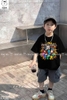 Bộ cotton Minecraft Elaine áo cộc tay đen quần jean túi hộp