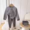 Bộ cotton dài tay kẻ ngang 6 màu cho bé trai, bé gái