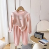 Bộ cotton dài tay kẻ ngang 6 màu cho bé trai, bé gái