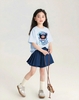 Bộ cotton Baby Three Nabi áo cộc tay trắng chân váy xanh