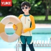 Bộ bơi dài tay Yuke bé trai quần 2 lớp phối VÀNG XANH