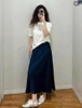 Chân váy lụa màu XANH NAVY Tommy Hilfiger