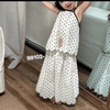 Set chấm bi áo sát nách quần loe 3 màu cho bé