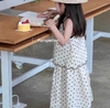 Set chấm bi áo sát nách quần loe 3 màu cho bé