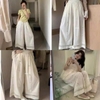 Quần thô phối ren hoạ tiết hoa màu BE cho nữ