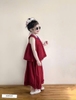 Bộ áo sát nách quần suông dài chất thô màu đỏ đô cho bé