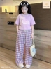Bộ cộc tay tím Harriet’s Hikers quần kẻ caro dáng dài bé gái