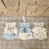 Set 3 bộ cotton sát nách màu xanh, hồng H2.Studio