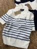 Áo len Polo Who.A.U cộc tay thêu gấu 4 màu trắng, navy, kẻ ngang