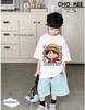 Bộ cotton D. Luffy One Piece Cho Hee áo cộc tay trắng quần xanh