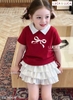 Bộ áo đỏ nơ chân váy trắng Luca Luca