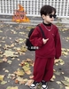 Bộ nỉ bông quần bo gấu màu đỏ cho bé trai