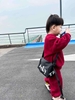 Bộ nỉ bông quần bo gấu màu đỏ cho bé trai