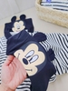 Body cotton Mickey cổ thủy thủ kẻ ngang đen trắng