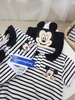 Body cotton Mickey cổ thủy thủ kẻ ngang đen trắng