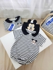 Body cotton Mickey cổ thủy thủ kẻ ngang đen trắng