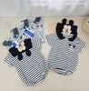 Body cotton Mickey cổ thủy thủ kẻ ngang đen trắng