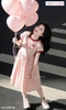 Váy cotton thô cộc tay Dream Come True Luca&Luca hồng viền đỏ